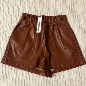 Steve Madden Faux The Record Leather Shorts NWT